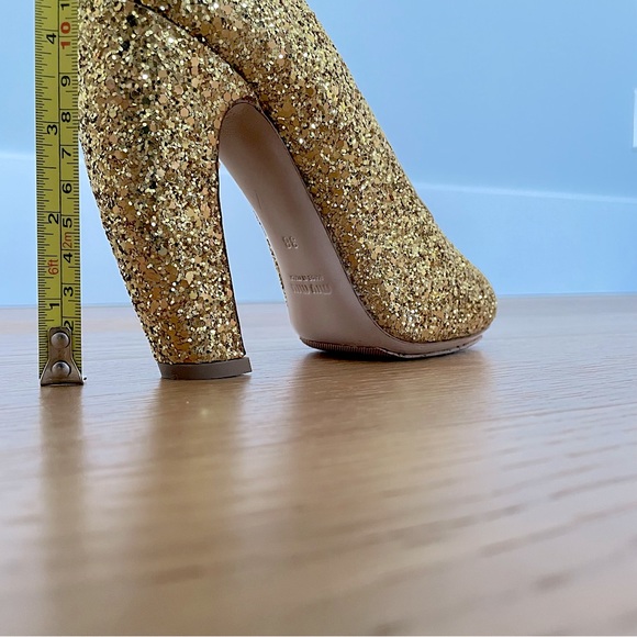 miu miu Gold Glitter Curved Heels, IT38 - Picture 7 of 11